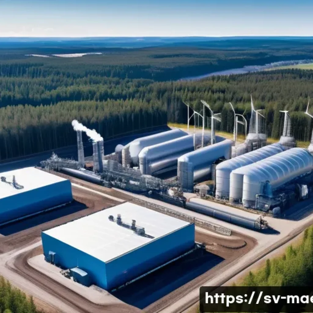 탄소 배출 감소 기술 - A detailed aerial view of a modern Swedish carbon capture and storage (CCS) pilot facility operated ...