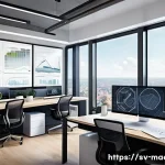 Home 21 CAD CAE 소프트웨어 - A modern digital design workspace showing a detailed 3D architectural model of a sustainable buildin...