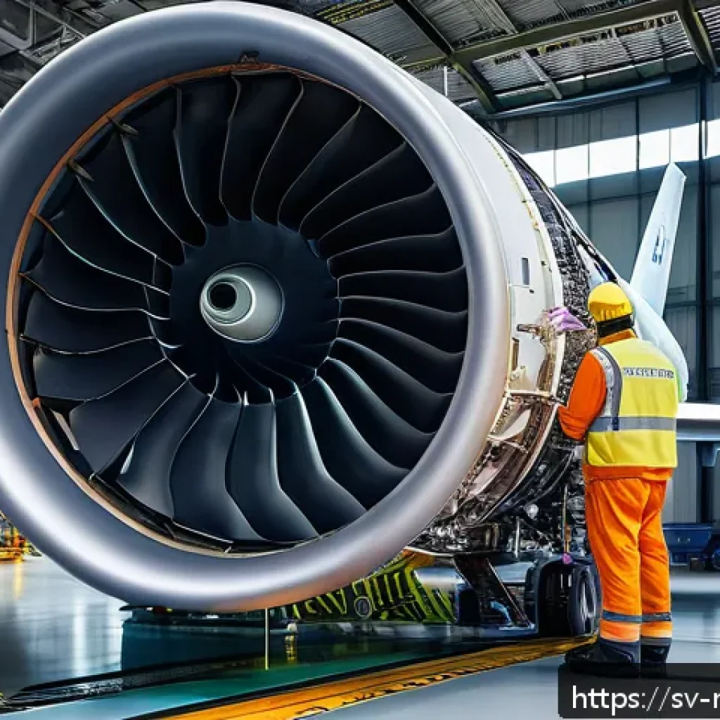 항공기 엔진 진동 분석 - A highly detailed close-up of a modern aircraft jet engine interior with multiple advanced vibration...