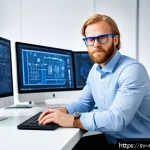Home 19 기계공학 기사 - A professional Swedish mechanical engineer in a modern office environment, wearing business casual a...