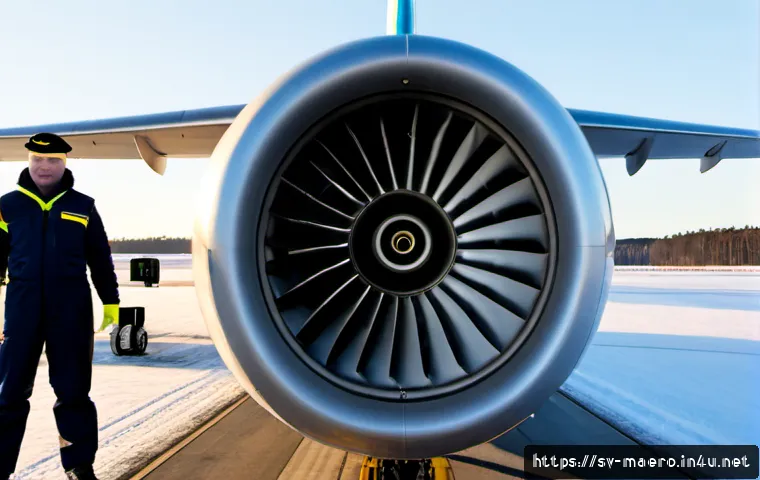 항공기 엔진 효율 - Photorealistic close-up of a modern high-bypass turbofan aircraft engine mounted beneath a passenger...