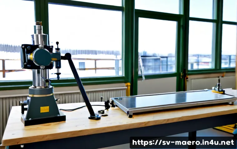 Home 17 기계공학 물리학 - Photorealistic mechanical engineering physics laboratory in Sweden, a precision steel pendulum appar...