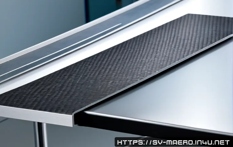Home 17 항공기 재료 - Photorealistic aerospace materials comparison on a pristine engineering workbench: polished aircraft...